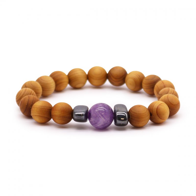(image for) Cedarwood Third Eye Chakra Bangle with Amethyst