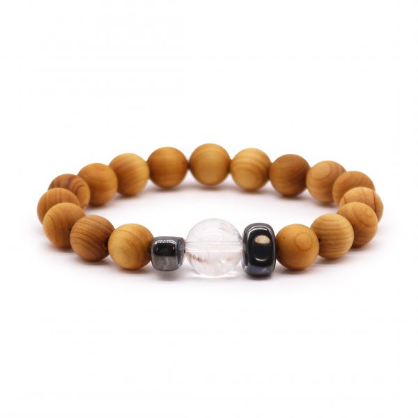 (image for) Cedarwood Crown Chakra Bangle with Clear Quartz