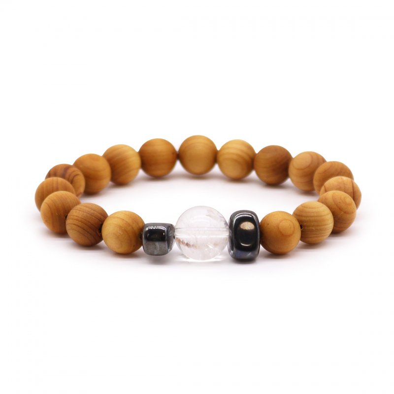 (image for) Cedarwood Crown Chakra Bangle with Clear Quartz