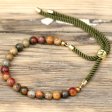 (image for) 18K Gold Plated Gemstone Moss String Bracelet - Picasso Jasper