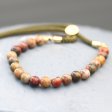 (image for) 18K Gold Plated Gemstone Moss String Bracelet - Picasso Jasper