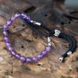 (image for) 925 Silver Plated Gemstone Black String Bracelet - Amethyst