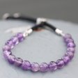 (image for) 925 Silver Plated Gemstone Black String Bracelet - Amethyst