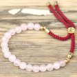 (image for) 18K Gold Plated Gemstone Bordeaux String Bracelet - Rose Quartz