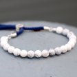 (image for) 925 Silver Plated Gemstone Navy String Bracelet - White Howlite