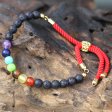 (image for) 18K Gold Plated Gemstone Royal String Bracelet - Lava Stone Chakra