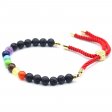 (image for) 18K Gold Plated Gemstone Royal String Bracelet - Lava Stone Chakra