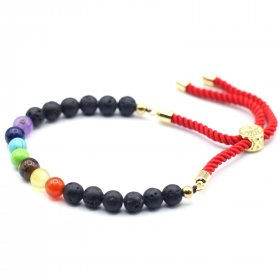 18K Gold Plated Gemstone Royal String Bracelet - Lava Stone Chakra