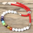 (image for) 925 Silver Plated Gemstone Royal Red String Bracelet - White Howlite Chakra