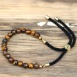 (image for) 18K Gold Plated Gemstone Black String Bracelet - Tiger Eye