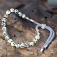 (image for) 925 Silver Plated Gemstone Charcoal String Bracelet - Dalmatian Jasper