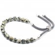 (image for) 925 Silver Plated Gemstone Charcoal String Bracelet - Dalmatian Jasper