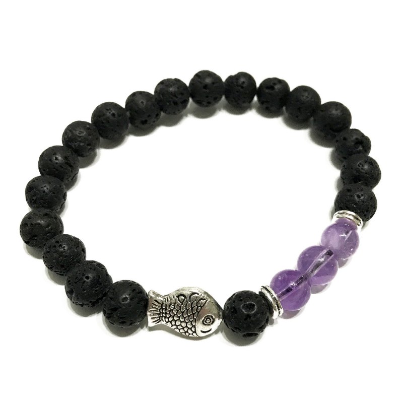 (image for) Lava Stone Bracelet - Fish Amethyst