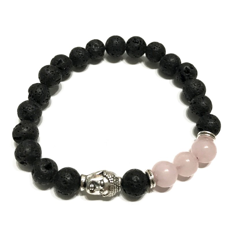 (image for) Lava Stone Bracelet - Buddha Rose Quartz