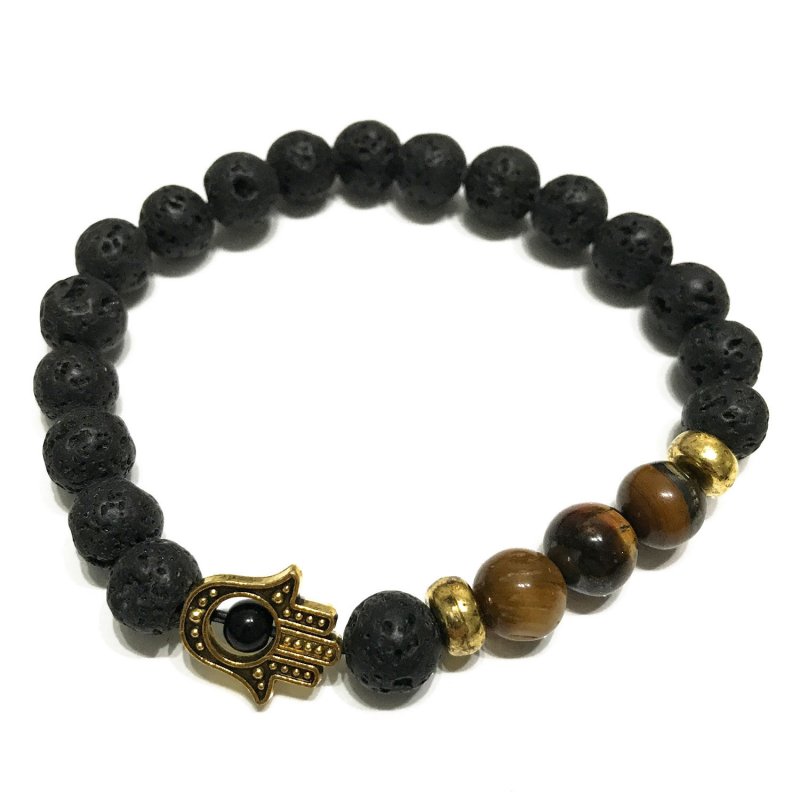 (image for) Lava Stone Bracelet - Hamsa Tiger-eye