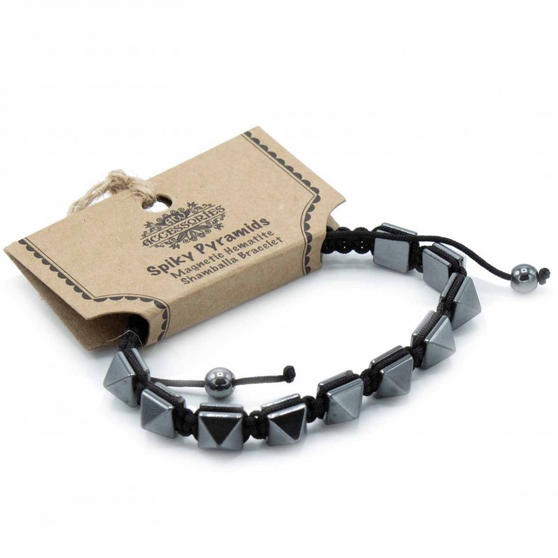 (image for) Magnetic Hematite Shamballa Bracelet - Spiky Pyramids