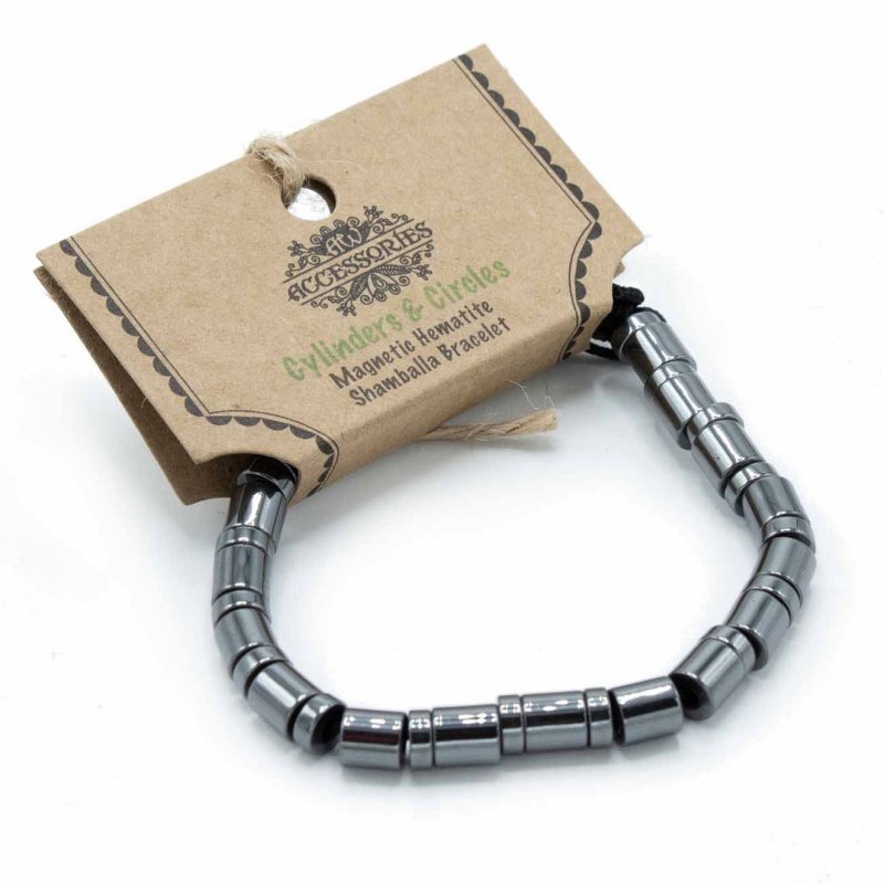 (image for) Magnetic Hematite Shamballa Bracelet - Cylinders & Circles
