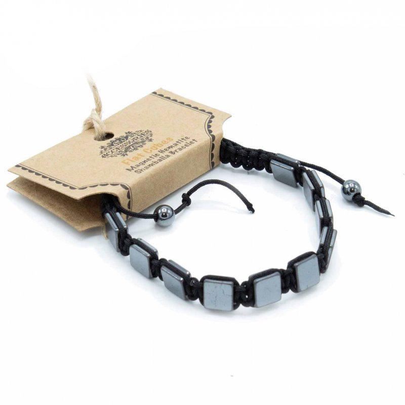 (image for) Magnetic Hematite Shamballa Bracelet - Flat Cubes