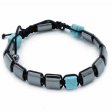 (image for) Magnetic Hematite Shamballa Bracelet - Turqoise Cuboids