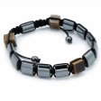 (image for) Magnetic Hematite Shamballa Bracelet - Tiger Eye Cuboids