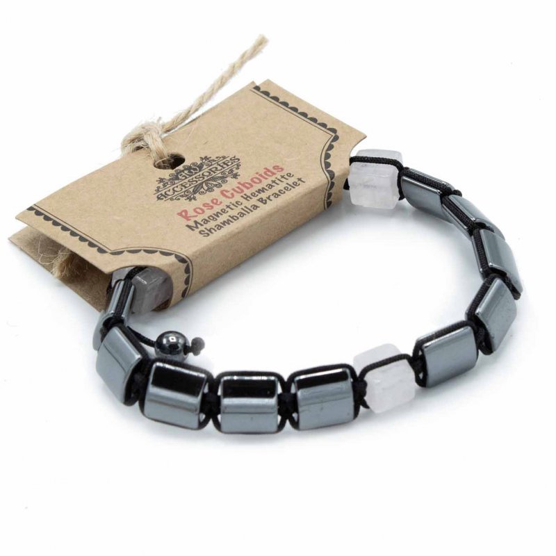(image for) Magnetic Hematite Shamballa Bracelet - Rose Cuboids