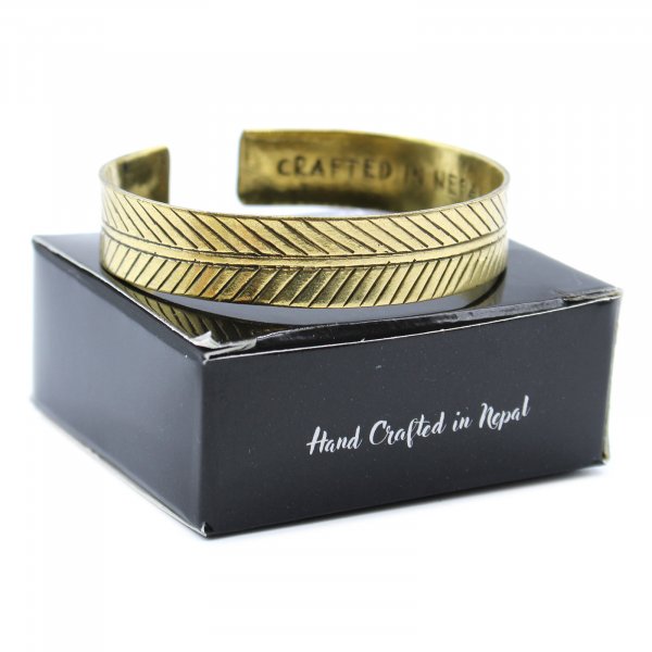 (image for) Brass Tibetan Bracelet - Wide Tribal Leaf