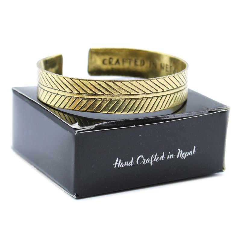 (image for) Brass Tibetan Bracelet - Wide Tribal Leaf