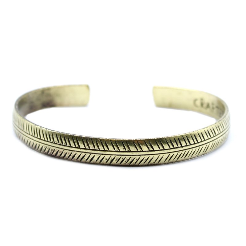 (image for) Brass Tibetan Bracelet - Slim Tribal Leaf