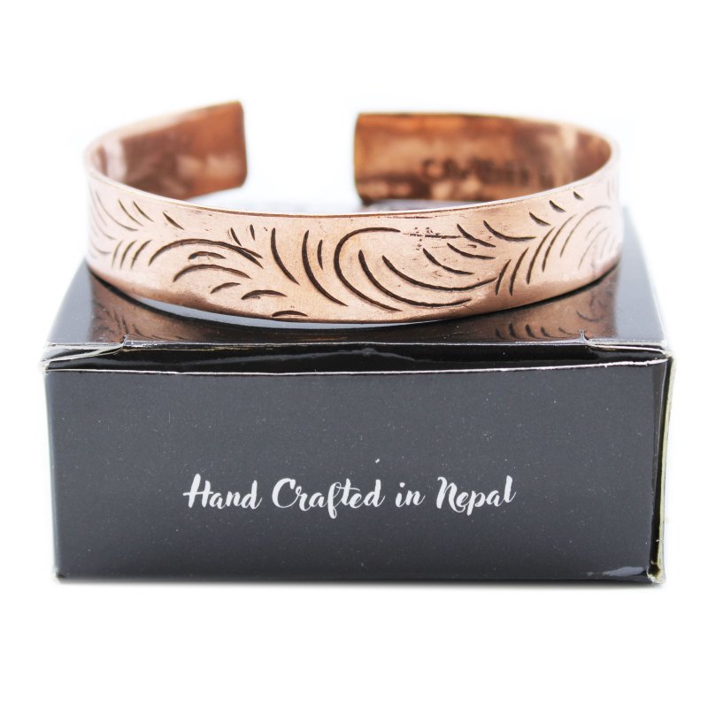 (image for) Copper Tibetan Bracelet - Wide Tribal Swirls