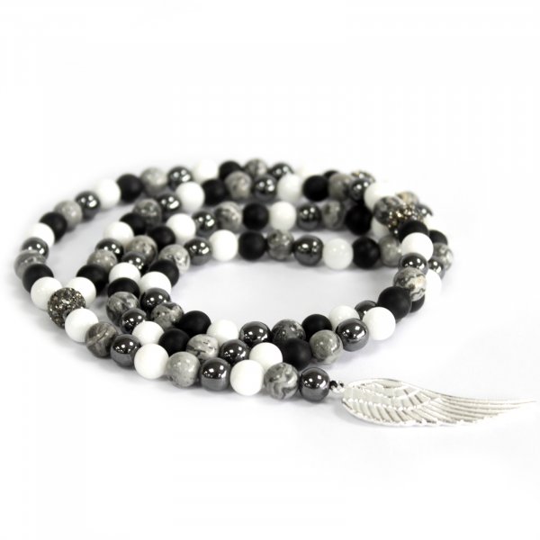 (image for) Angel Wing / Grey Agate - Gemstone Necklace