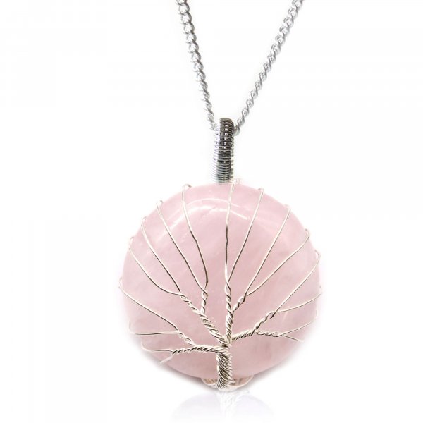 (image for) Tree of Life Gemstone Necklace - Rose Quartz