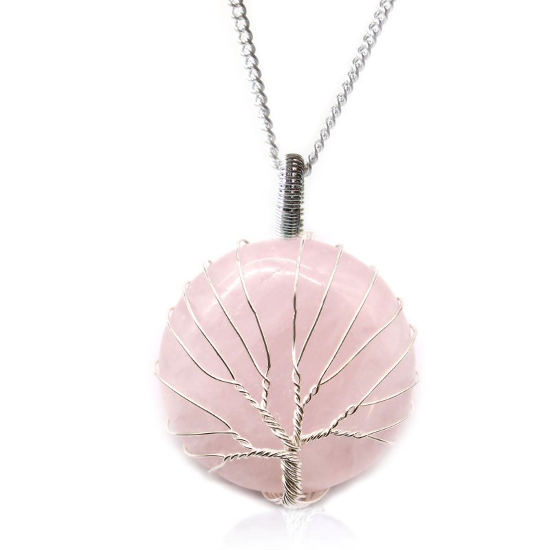 (image for) Tree of Life Gemstone Necklace - Rose Quartz