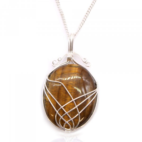 (image for) Swirl Wrapped Gemstone Necklace - Tiger Eye
