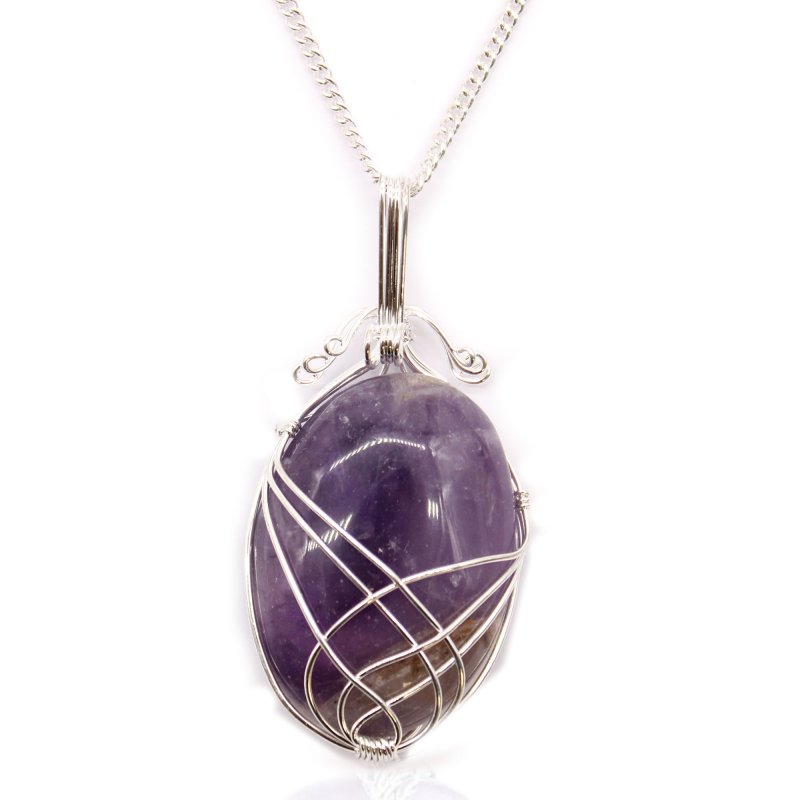 (image for) Swirl Wrapped Gemstone Necklace - Amethyst