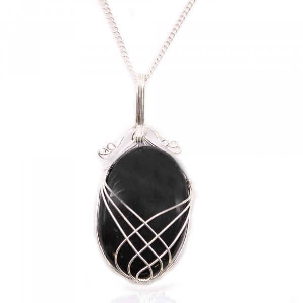 (image for) Swirl Wrapped Gemstone Necklace - Black Onyx