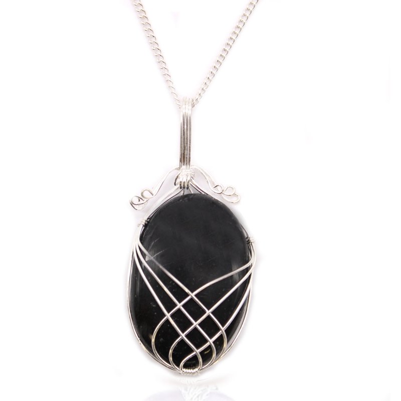 (image for) Swirl Wrapped Gemstone Necklace - Black Onyx