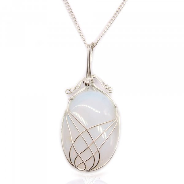 (image for) Swirl Wrapped Gemstone Necklace - Opalite