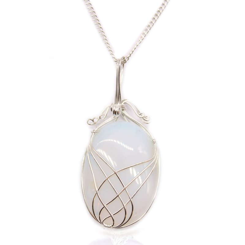 (image for) Swirl Wrapped Gemstone Necklace - Opalite