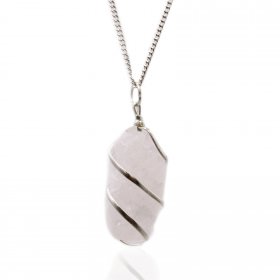 Cascade Wrapped Gemstone Necklace - Rough Rose Quartz