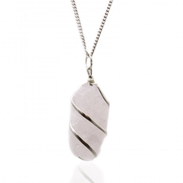 (image for) Cascade Wrapped Gemstone Necklace - Rough Rose Quartz