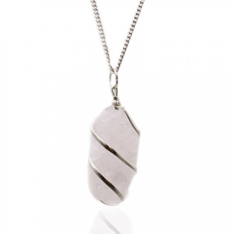 (image for) Cascade Wrapped Gemstone Necklace - Rough Rose Quartz