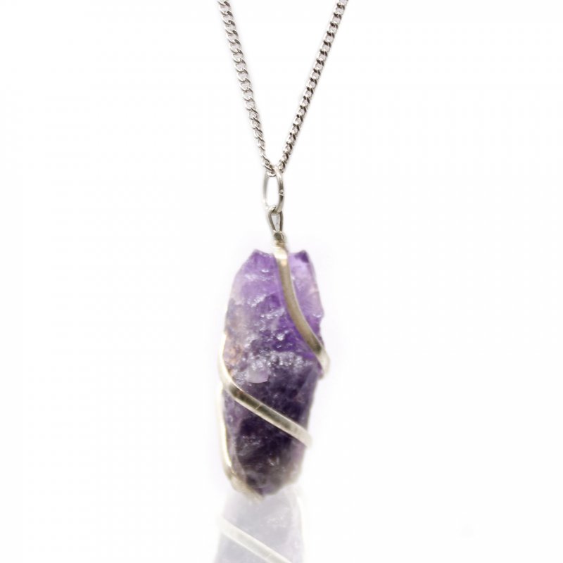 (image for) Cascade Wrapped Gemstone Necklace - Rough Amethyst