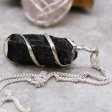 (image for) Cascade Wrapped Gemstone Necklace - Rough Black Onyx