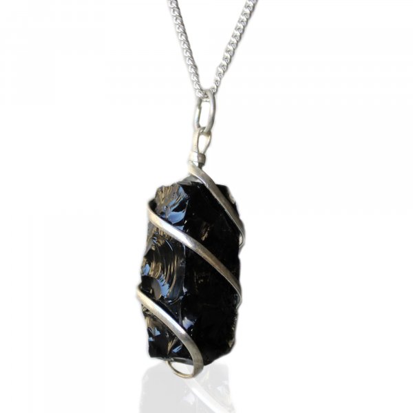 (image for) Cascade Wrapped Gemstone Necklace - Rough Black Onyx