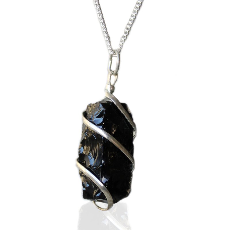 (image for) Cascade Wrapped Gemstone Necklace - Rough Black Onyx