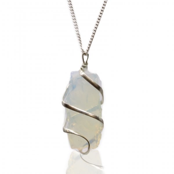(image for) Cascade Wrapped Gemstone Necklace - Rough Opalite