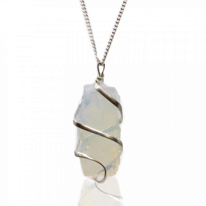 (image for) Cascade Wrapped Gemstone Necklace - Rough Opalite