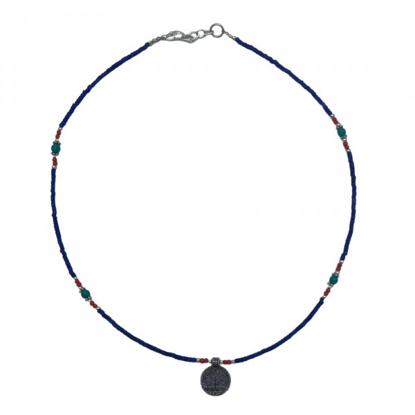 (image for) Nepalese Extra Fine Gem Necklace - Blue Onyx & Tree of Life