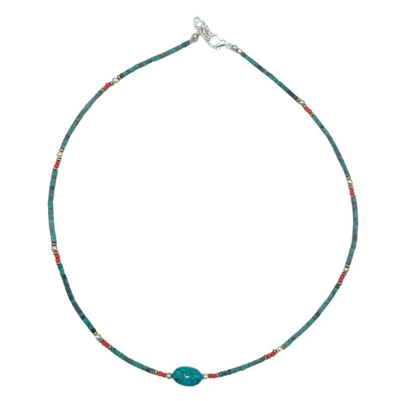 (image for) Nepalese Extra Fine Gem Necklace - Turquoise Stone & Beads