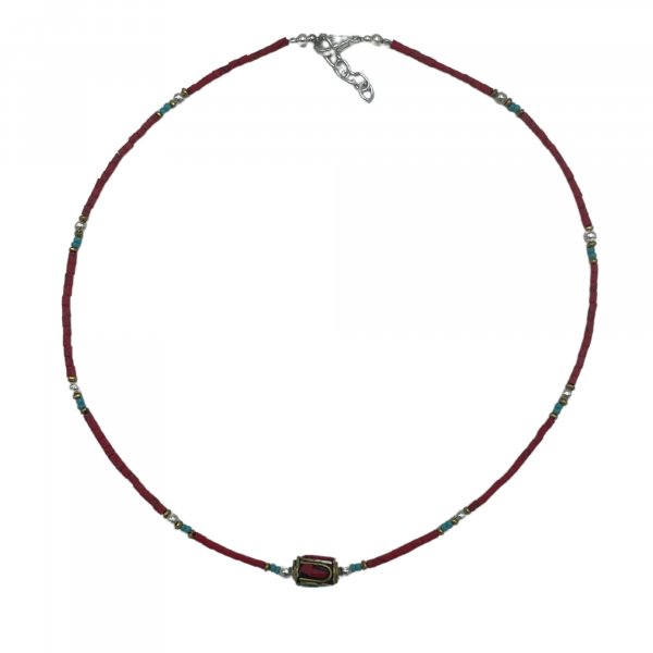 (image for) Nepalese Extra Fine Gem Necklace - Coral Tribal Bead